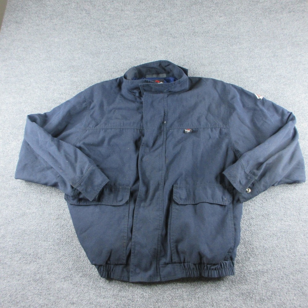 Bulwark FR Jacket Mens L Blue Twill Nomex Bomber Flame‎ Resistant Workwear
